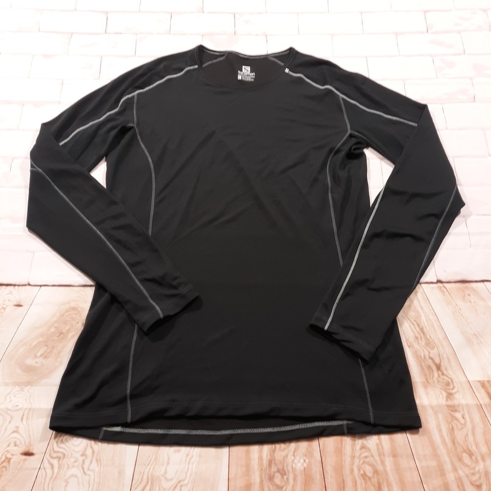 Salomon Pullover Sweatshirt Womens Large Black Hiking Outdoor Long Sleeve